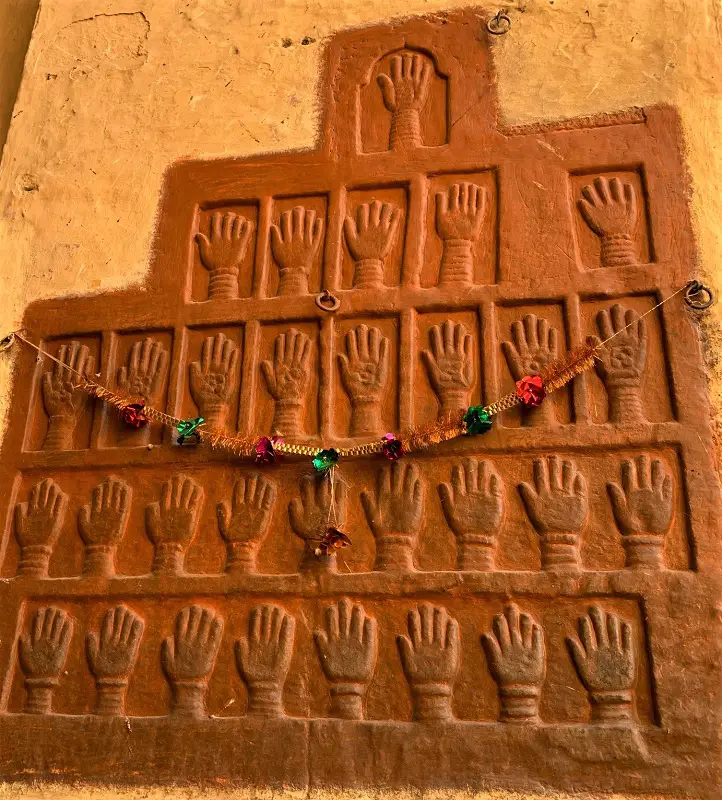 31 Handprints of queens who committed at Sati at Mehrangarh fort