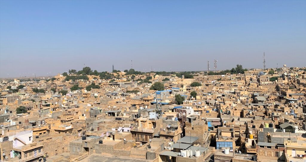 View of the golden Jaisalmer city from the fort