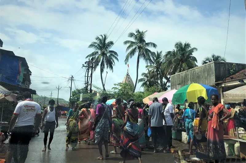 Fish market at one of the Konkan villages