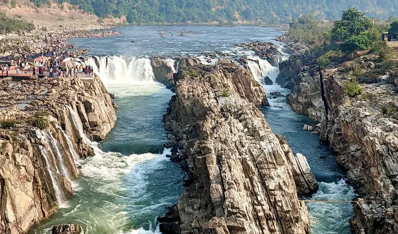 View of Dhuandhar falls from the cable car