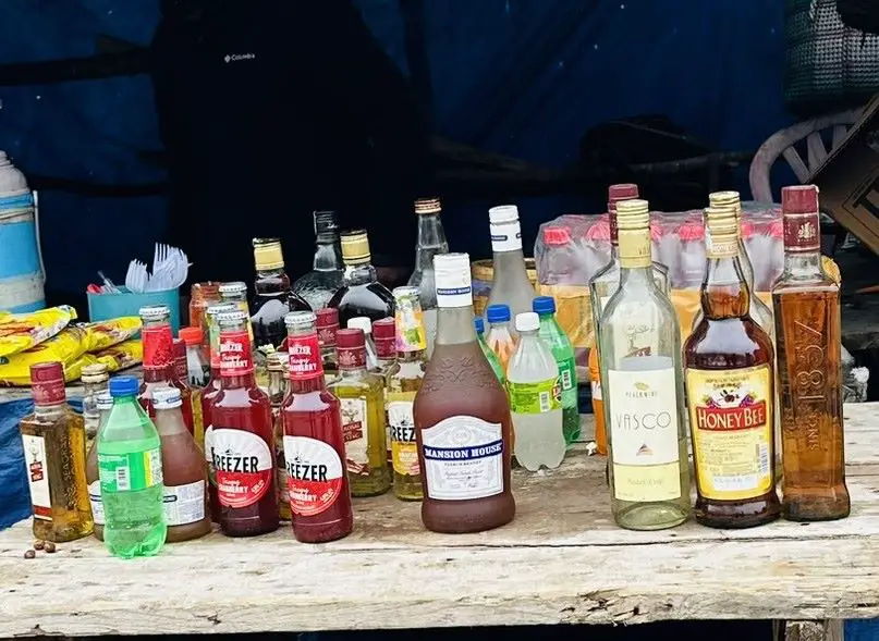 Alcohol being sold in a Maggi-chai type of a tent