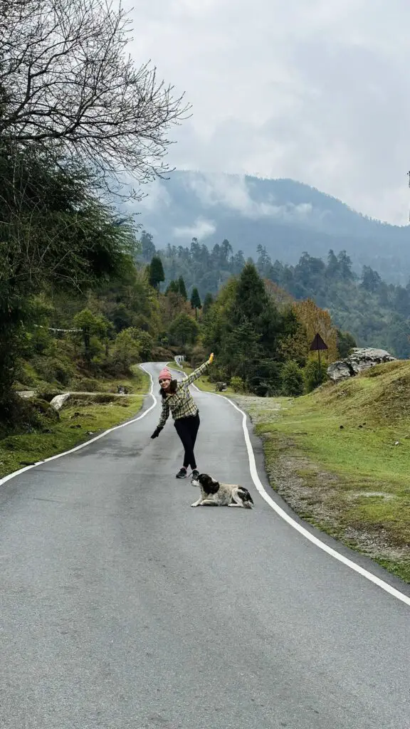 Posing on Lachung road near our hotel